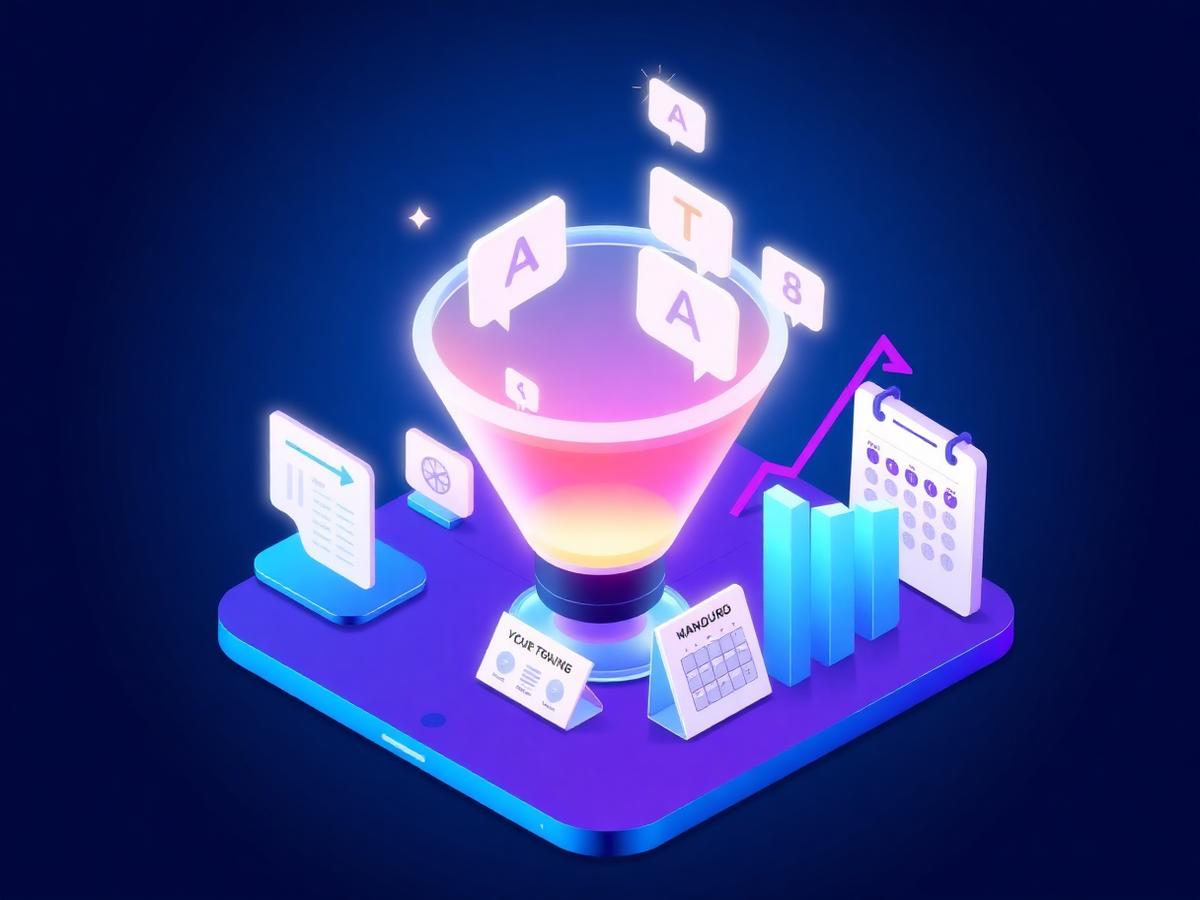 Abstract illustration of leads being captured, qualified and moved through a sales pipeline